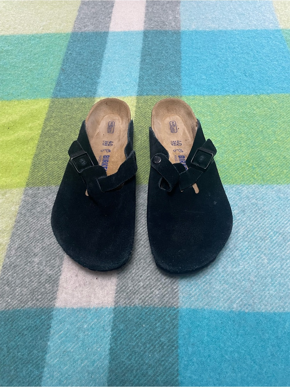 Birkenstock Boston Black Suede Clogs Men’s Size 7 Women’s Size 9
